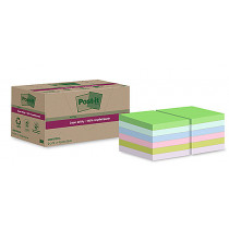 Post-it 100% Recycled 47,6x47,6 mm blandade färger 12/fp
