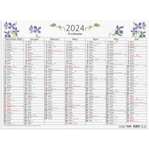 Väggkalender 2024 14-månaders väggblad
