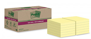 Post-it 100% Recycled 47,6x47,6 mm gul 12/fp