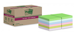 Post-it 100% Recycled 47,6x47,6 mm blandade färger 12/fp