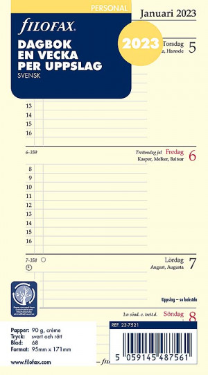 Filofax Dagbok Personal 2023 1 vecka/uppslag